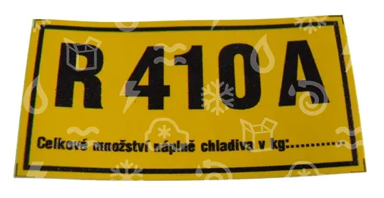 samolepa chladivo R 410A  /ŽLUTÁ/, 75x38 mm
